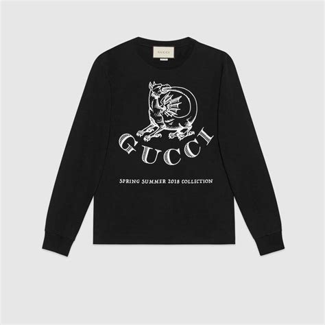 Gucci Men's SS/18 Dragon Invite Black Cotton T